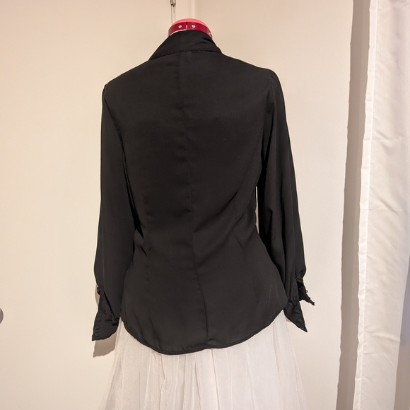 Unique Vintage Gwen Black Bow Blouse Size Medium - Picture 3 of 7